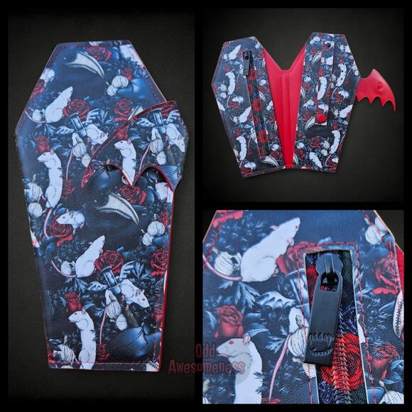 Coffin Wallet Plague Doctor Roses Rats Bifold Vinyl Halloween Goth Scene Emo Alt - Picture 1 of 7